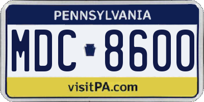 PA license plate MDC8600
