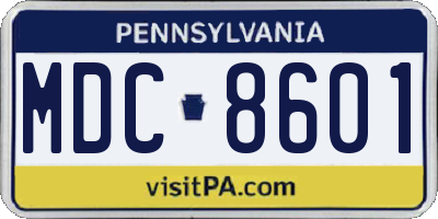 PA license plate MDC8601