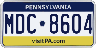 PA license plate MDC8604