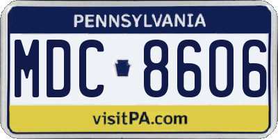 PA license plate MDC8606