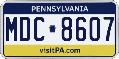 PA license plate MDC8607