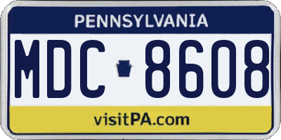 PA license plate MDC8608