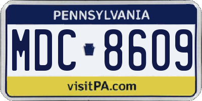 PA license plate MDC8609