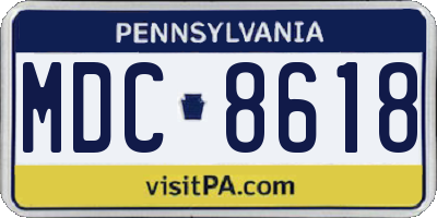 PA license plate MDC8618