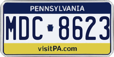 PA license plate MDC8623