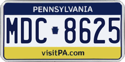 PA license plate MDC8625