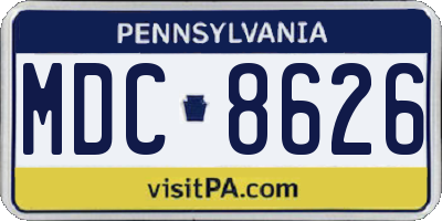 PA license plate MDC8626