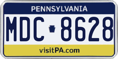 PA license plate MDC8628