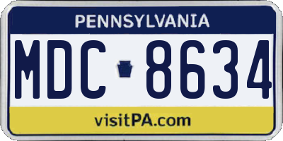PA license plate MDC8634