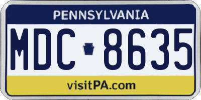 PA license plate MDC8635