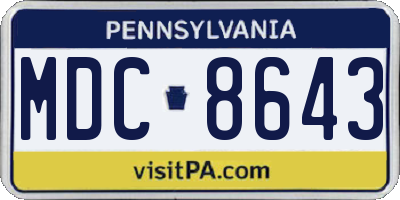 PA license plate MDC8643