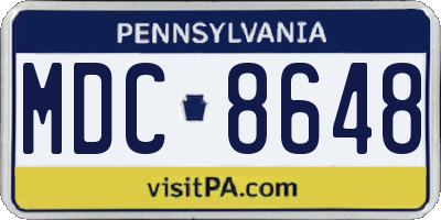 PA license plate MDC8648
