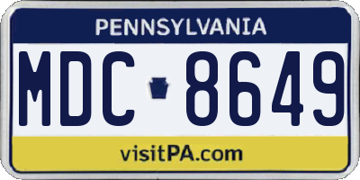 PA license plate MDC8649