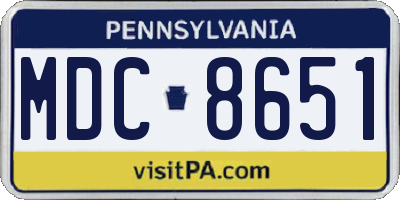 PA license plate MDC8651