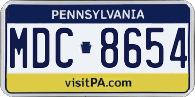 PA license plate MDC8654