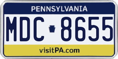 PA license plate MDC8655