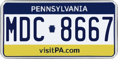PA license plate MDC8667