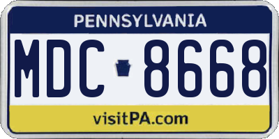 PA license plate MDC8668