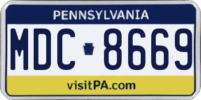PA license plate MDC8669