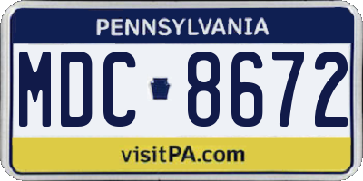PA license plate MDC8672