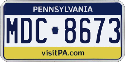 PA license plate MDC8673