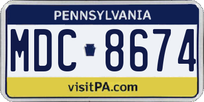 PA license plate MDC8674