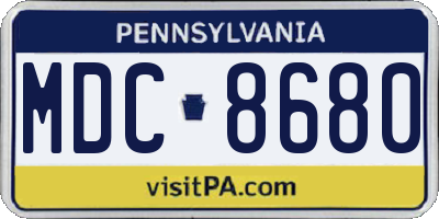 PA license plate MDC8680