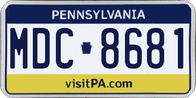 PA license plate MDC8681