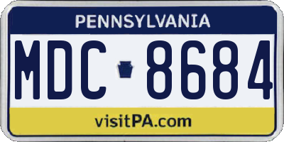 PA license plate MDC8684