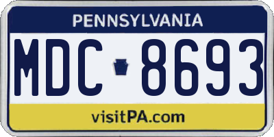 PA license plate MDC8693