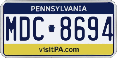 PA license plate MDC8694