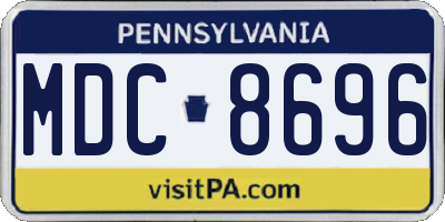 PA license plate MDC8696