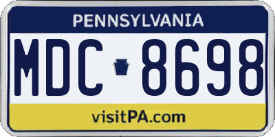 PA license plate MDC8698