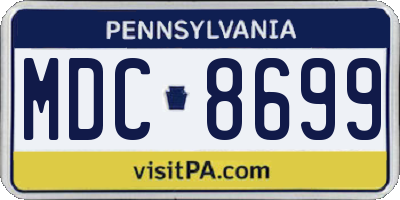 PA license plate MDC8699