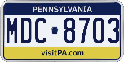 PA license plate MDC8703