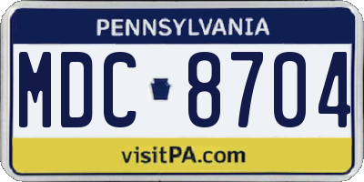 PA license plate MDC8704