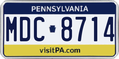 PA license plate MDC8714