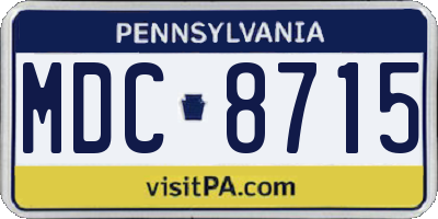 PA license plate MDC8715