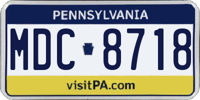 PA license plate MDC8718
