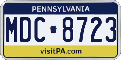 PA license plate MDC8723