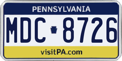 PA license plate MDC8726