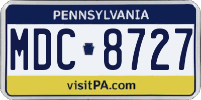 PA license plate MDC8727