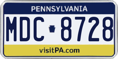 PA license plate MDC8728