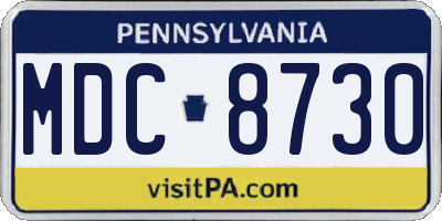 PA license plate MDC8730
