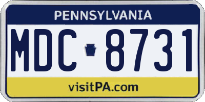 PA license plate MDC8731
