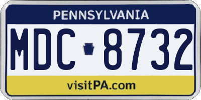 PA license plate MDC8732