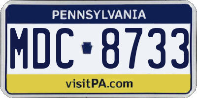PA license plate MDC8733