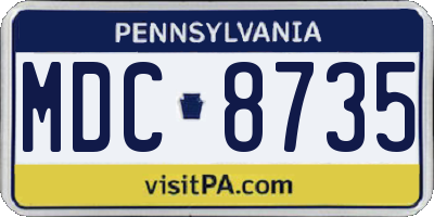 PA license plate MDC8735