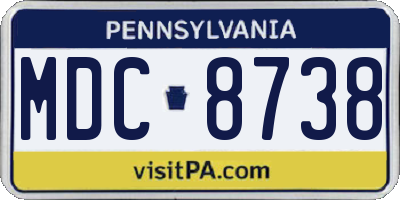 PA license plate MDC8738