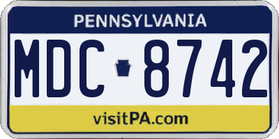 PA license plate MDC8742